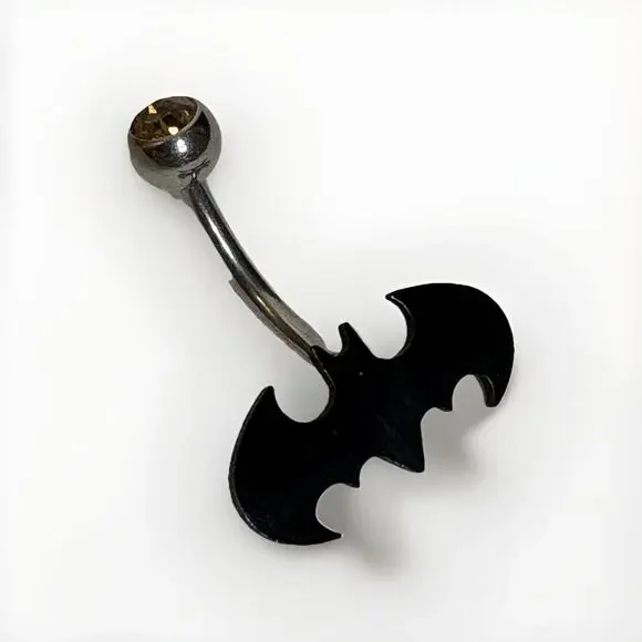 DC Comics Batman Logo 316L Stainless Steel 14G Body Jewelry Belly Navel Ring - Picture 2 of 6